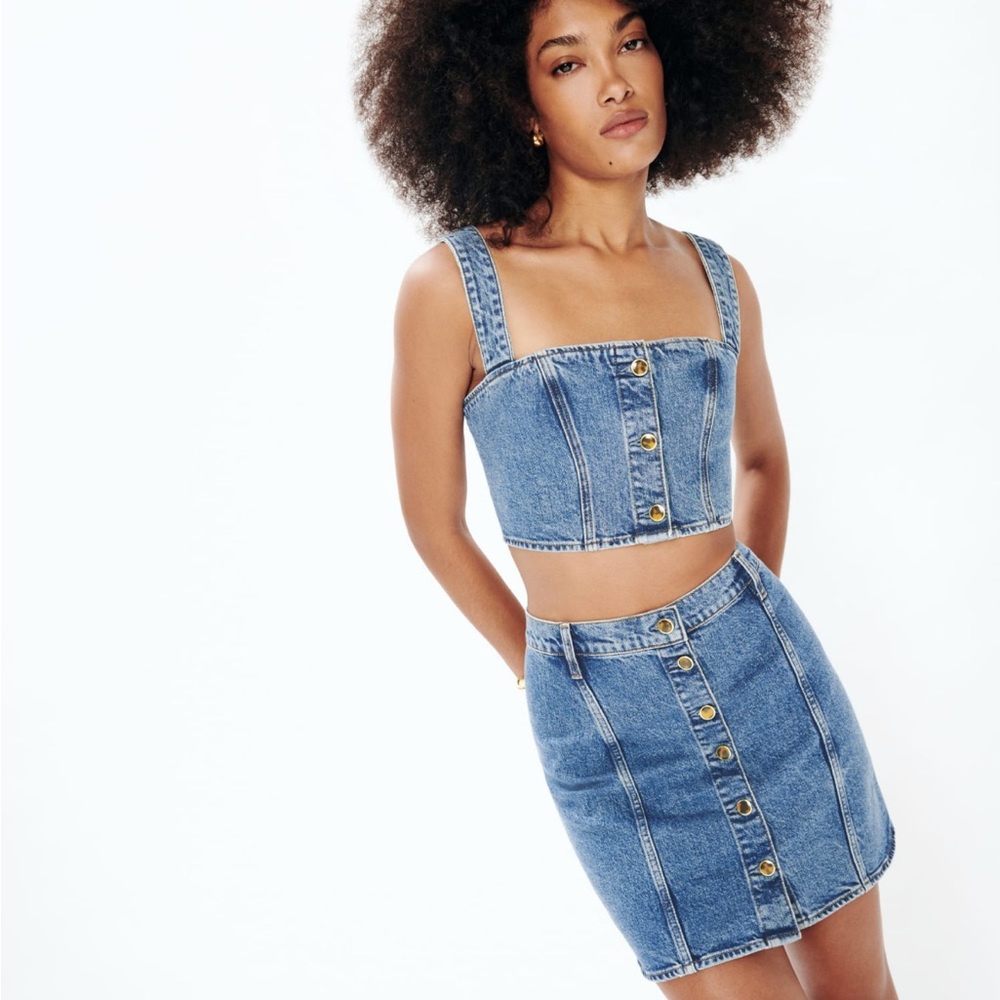 NWT Reformation Chrissy denim two piece set